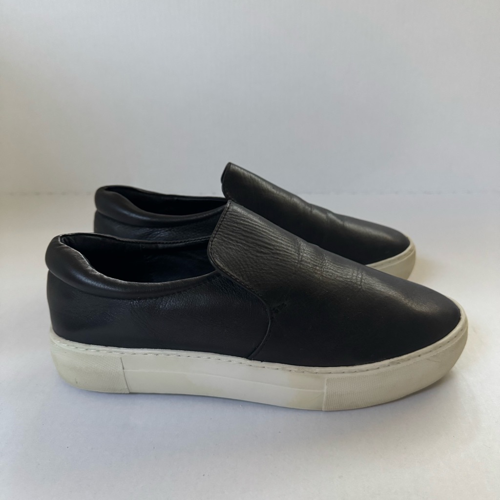 J/Slides Black Leather Slip-On Loafers